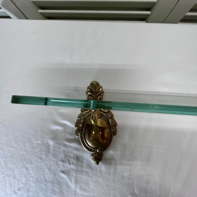 French Mid Century Glass and Brass Shelf For Sale - Image 3 of 7