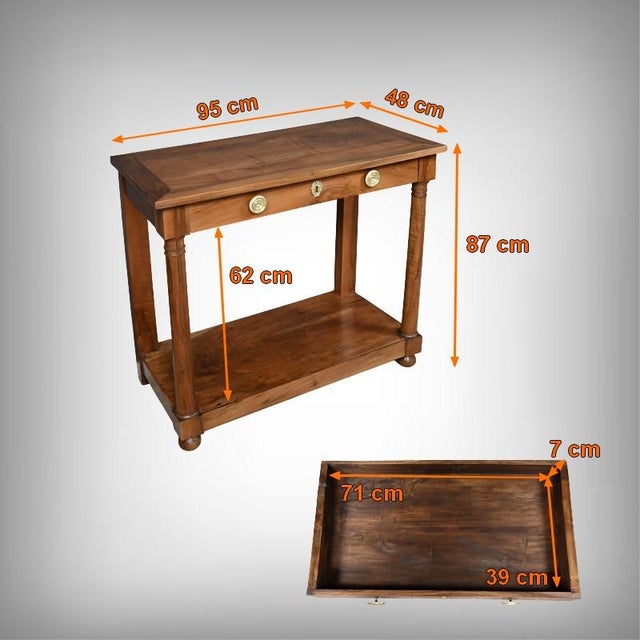Empire Walnut Console Table, Early 19th Century For Sale - Image 17 of 18