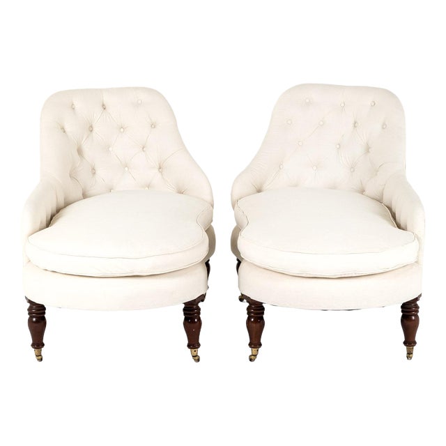 Button Back Chaise Longues, Set of 2 For Sale