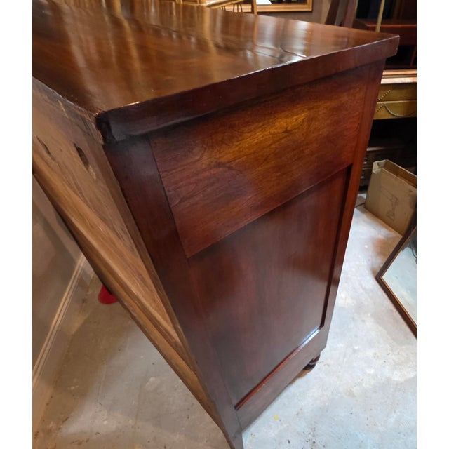 American Antique American Classical Bookmatched Crotch Black Walnut Chest of Drawers With Turned Bun Feet, Circa 1845 For Sale - Image 3 of 16