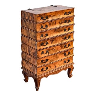 Mid-Century Italian French Style Faux Book Burl Wood Chest / Table / Jewelry Casket For Sale