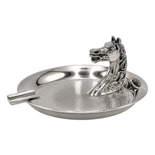 Vintage Hermes Paris Silverplate Horse Head Equestrian Ashtray For Sale