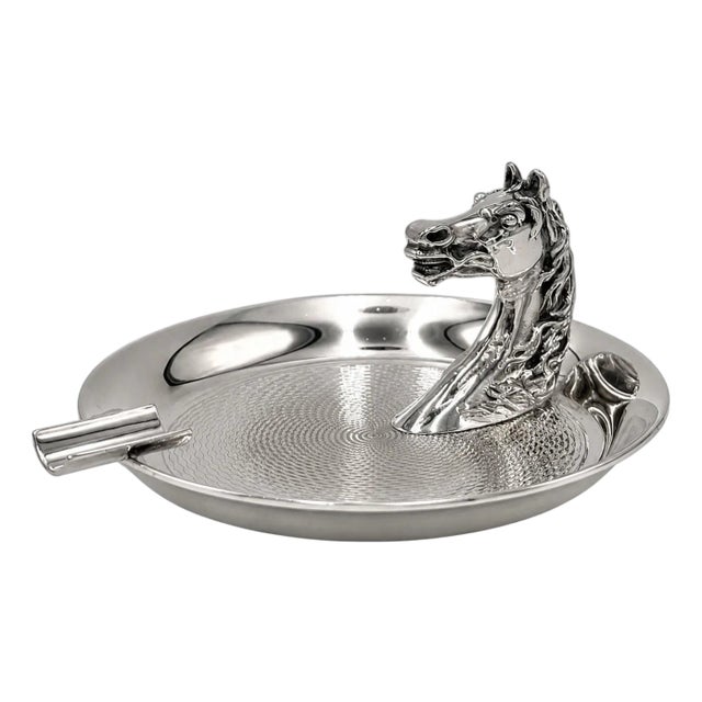 Vintage Hermes Paris Silverplate Horse Head Equestrian Ashtray For Sale