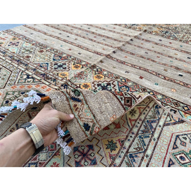 Afghan Gray Khorjin Hand-Knotted Wool Rug - 6'8" X 9'8" For Sale - Image 12 of 13