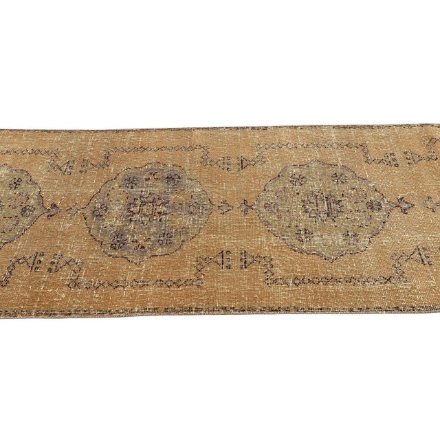 Mid 20th Century Vintage Decorative Turkish Oushak Runner For Sale - Image 4 of 7