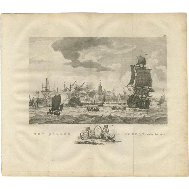 Ships Near Onrust Island Near Jakarta, 1779, Paper For Sale