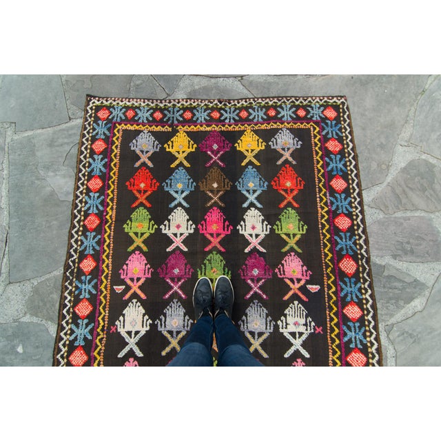 1910s Antique Moroccan Flatweave Colorful Kilim Wool Hand Knotted Rug - 5’3” X 9’1” For Sale - Image 4 of 11