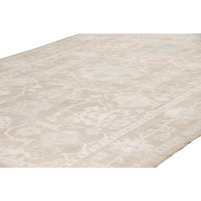 Modern 21st Century Modern Tan Beige Sultanabad Wool Rug For Sale - Image 3 of 12