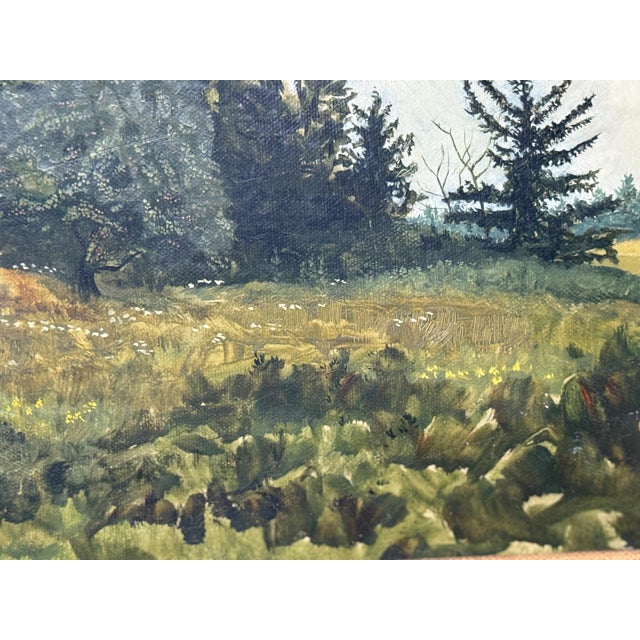 Realism 1960s "Field of Flowers, Maine" Original Oil Painting by Robert Solotaire. For Sale - Image 3 of 6