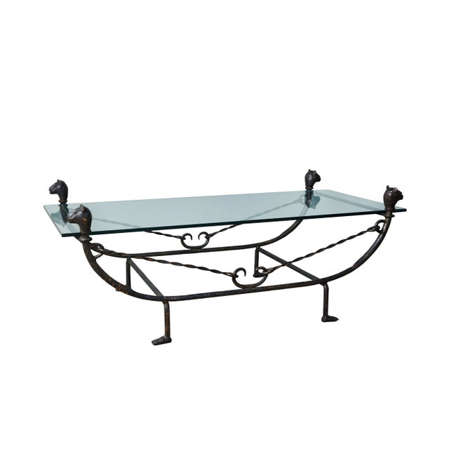 Bronze and Forged Iron Coffee Table in the Style of Diego Giacometti For Sale - Image 4 of 10