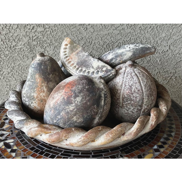 Late 20th-Century Mexican Barro Rojo (Red Clay) Earthenware Centerpiece Faux Fruit Platter - 8-Pieces For Sale - Image 12 of 18