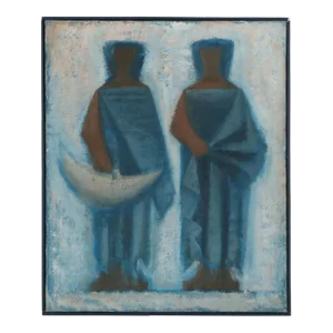 1960s "Holding on to the Moon" Oil on Canvas Painting by Carolyn R. Shine