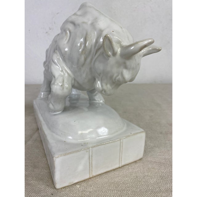 Mid Century Vintage Porcelain Blanc De Chin Sculpture of a Bull For Sale - Image 4 of 11