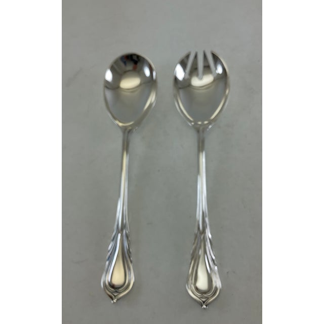 Traditional 1980s Silver Pair Salad Servers, Salad Spoon & Salad Fork, Lily. For Sale - Image 3 of 9