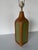 Vintage carved oak wood table lamp featuring an architectural bottle-form silhouette with inset green panels on each side....