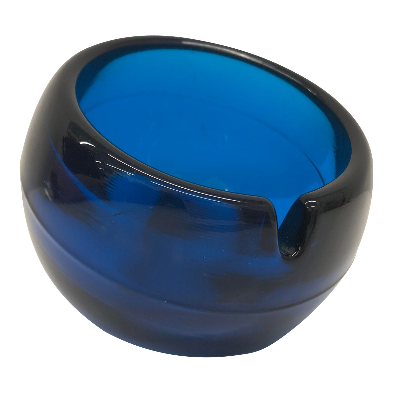 1960s Blue Viking Glass Orb Ashtray Chairish
