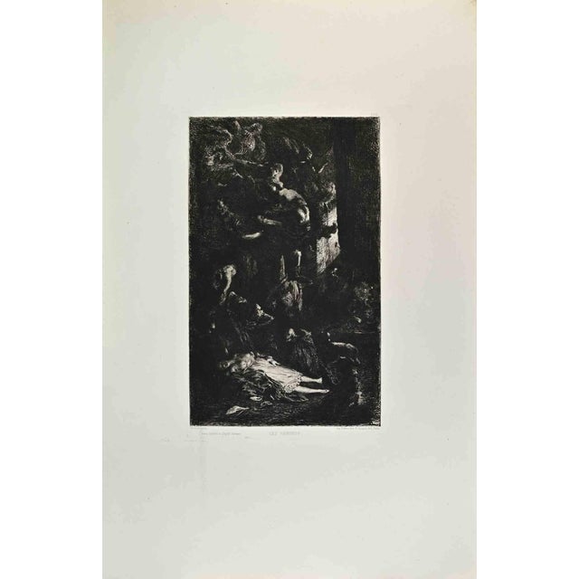 Benoît-Louis Prévost, Les Remords, Etching, 1870s For Sale