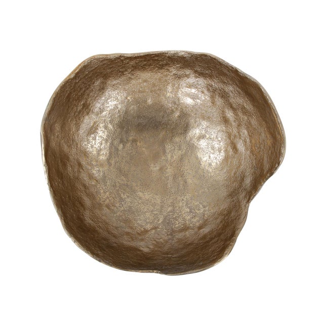 Modern Round Bowl Uneven Rough Gold Finish -LG For Sale - Image 3 of 10