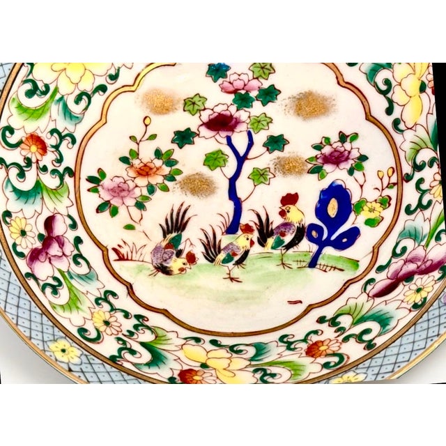 Mid 20th Century Lenwile Ardalt Hand‑Painted Czech Porcelain Bowl – Roosters & Flowers For Sale - Image 9 of 10