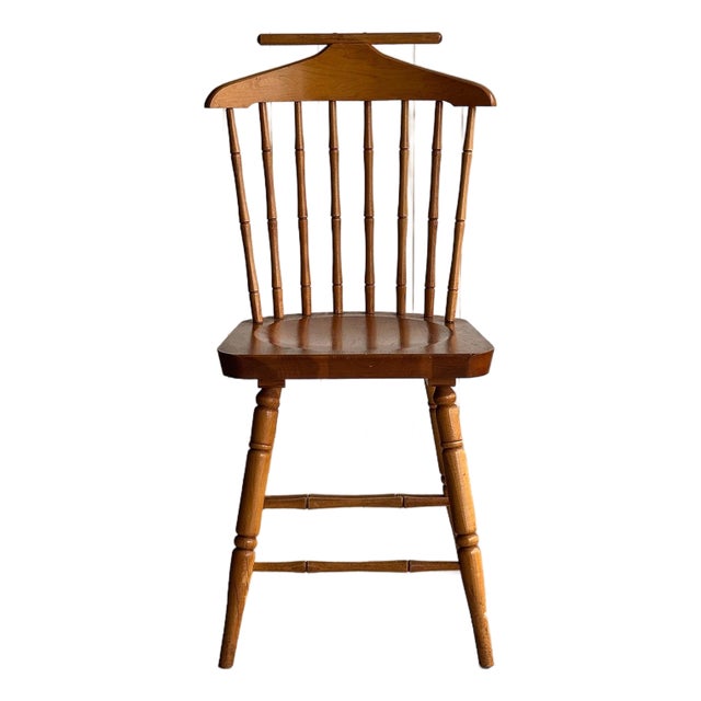 Vintage Windsor Valet Side Chair, Faux Bamboo Spindles, Turned Legs, Circa 1960s For Sale
