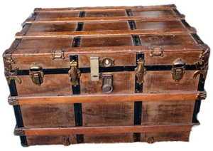 Antique Flat-Top Steamer Trunk With Original Excelsior Lock | Circa 1895–1915