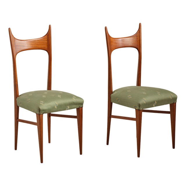 Italian Side Chairs in Exotic Wood, 1950s, Set of 2 For Sale
