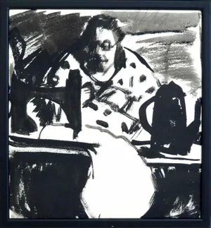 Antique German Expressionist Painting on Paper, 1910s