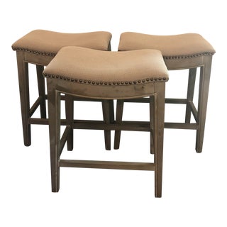 Gabby Home Vivian Upholstered Counter Height Stools With Nailhead- Set of 3 For Sale