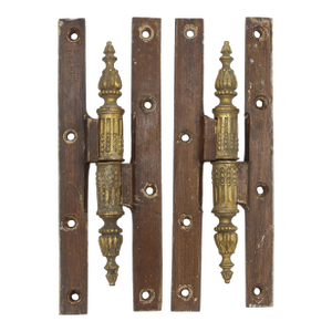 Pair of Mid 20th Century Ornate Brass Paumelle Door Hinges