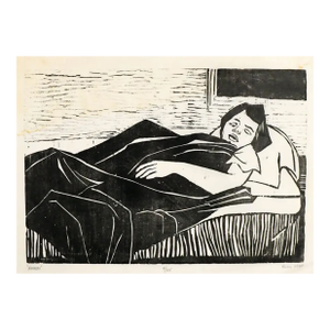 1950s Ruth Leaf Karen Sleeping Female Woodcut