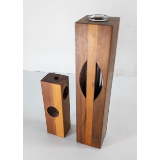 Mid-Century Modern Mid-Century Modern Black Walnut Flower Bud Vases For Sale - Image 3 of 12