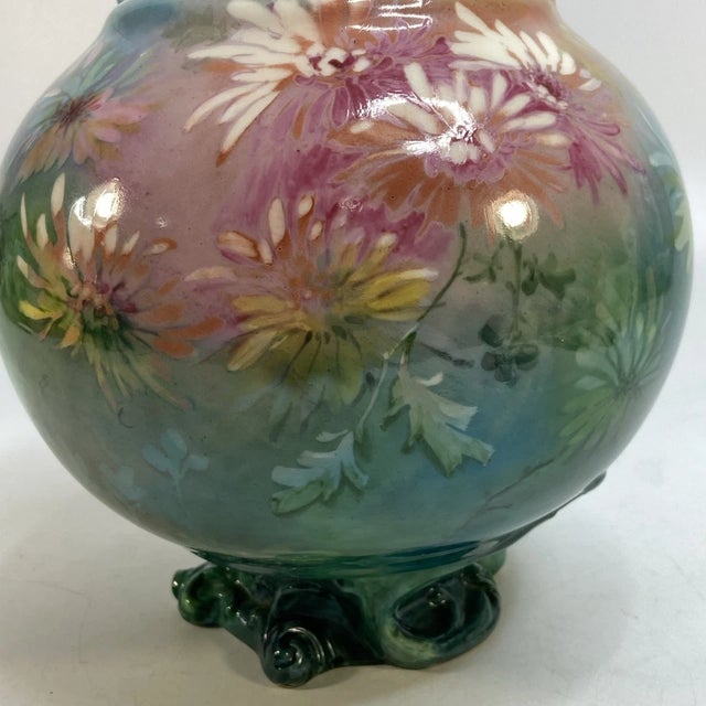 Lenox Vintage Lenox Art Deco Vase Iridescent Hand Painted Porcelain 16 in Wreath Mark For Sale - Image 4 of 16