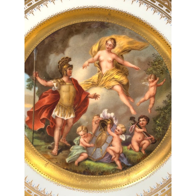 Pair Vienna Mythological Porcelain Plates in Pierced Gilt-Bronze Roman Frames For Sale - Image 17 of 18