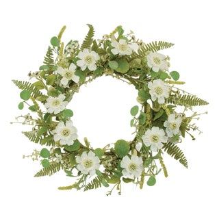 Mixed Pincushion Floral Wreath 22"D For Sale