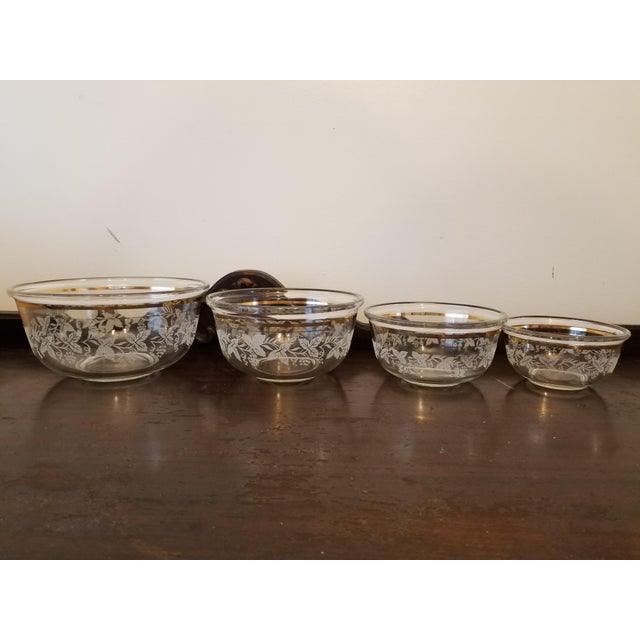Vintage Bartlett Collins White Grape and Leaf Etched Glass Bowls - Set of 4 For Sale - Image 11 of 11