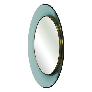 Large Vintage Mirror with Curved Colored Glass by Max Ingrand for Fontana Arte, 1960 For Sale