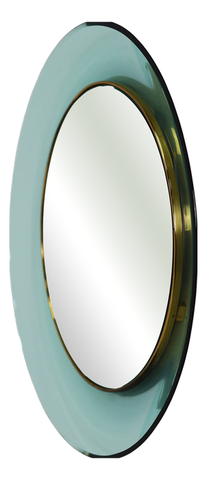 Large Vintage Mirror with Curved Colored Glass by Max Ingrand for Fontana Arte, 1960