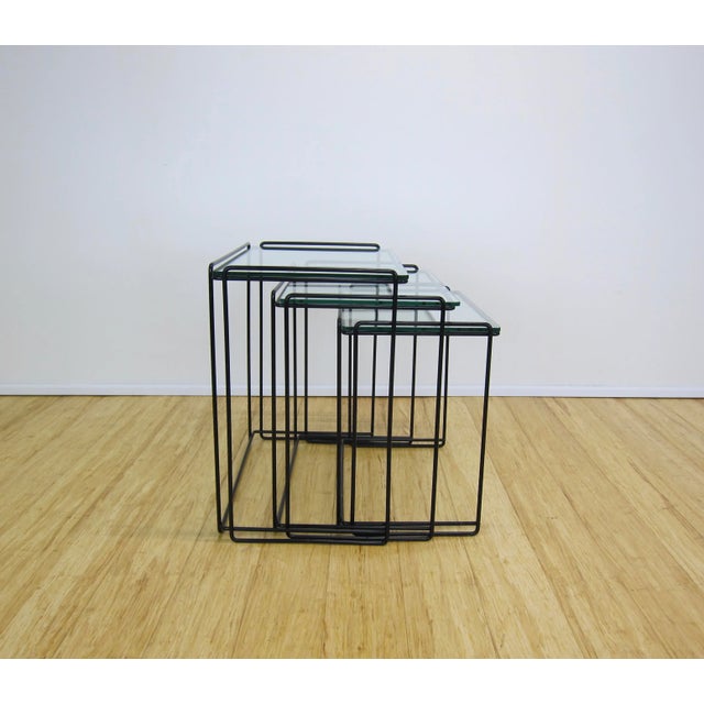 Black Max Sauze Isocele Iron + Glass Nesting Tables for Atrow - Set of 3 For Sale - Image 8 of 13