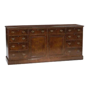 Burton-Ching George III Style Burl Walnut Credenza Sideboard Cabinet