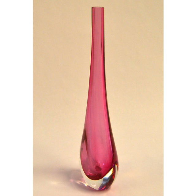 1960 Flavio Poli for Seguso Pink Murano Hand Blown Art Glass Vase Teardrop Shape For Sale - Image 11 of 14
