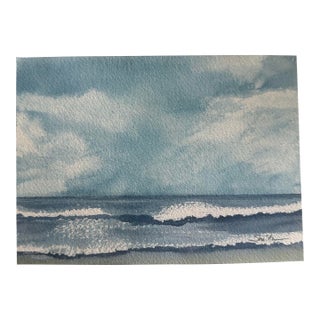 “Rolling Tide” Original Coastal Seascape Watercolor by Nancy Smith For Sale