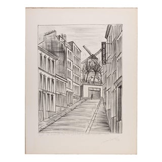 Angelo Mozziconacci, The Moulin De La Galette in Montmartre, Lithograph For Sale