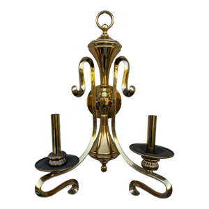 1950s Elegant Mid-Century Brass Wall Sconce With Scroll Arms