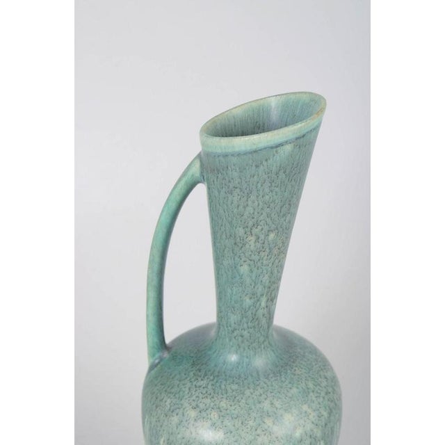 Turquoise-Green Hares Fur Glazed Ceramic Pitcher by Gunnar Nylund for Rörstrand For Sale - Image 3 of 5
