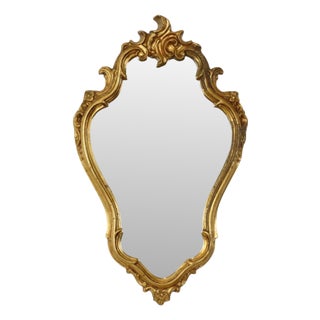 Baroque French Gold-Leaf Gilded Mirror with Crest For Sale