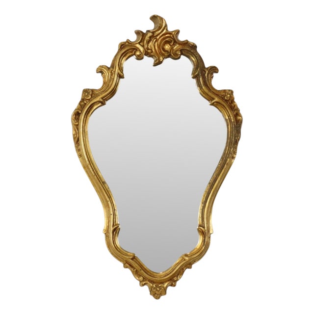 Baroque French Gold-Leaf Gilded Mirror with Crest For Sale