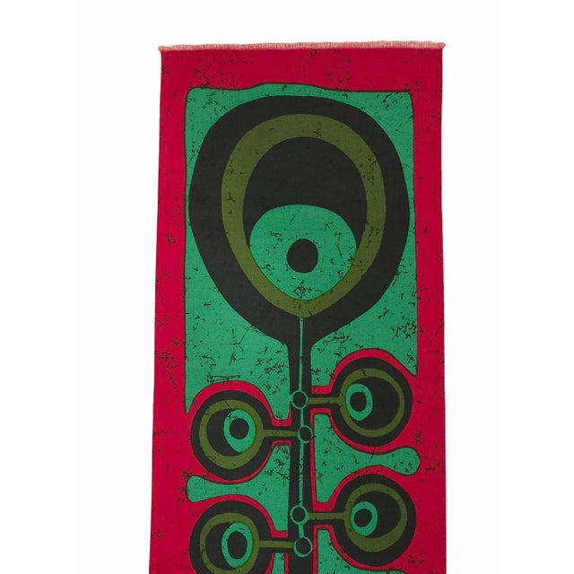 Mid-century screen-printed wall hanging. Signed by the german artist Traute Sänger Unused, very rare find in this...