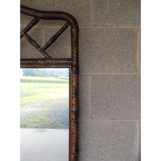 Henredon HENREDON Asian Campaign Style Faux Bamboo Mirror 48"H x 29"W For Sale - Image 4 of 8