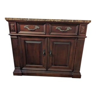 Bernhardt Server/ Buffet, Marble Top, Solid Wood For Sale