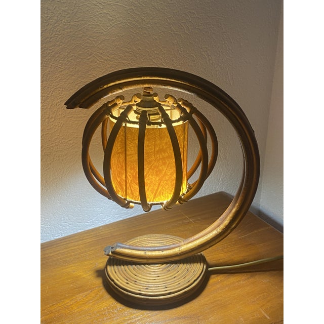 Rattan and Bamboo Table Lamp by Louis Sognot, 1960s For Sale - Image 14 of 14